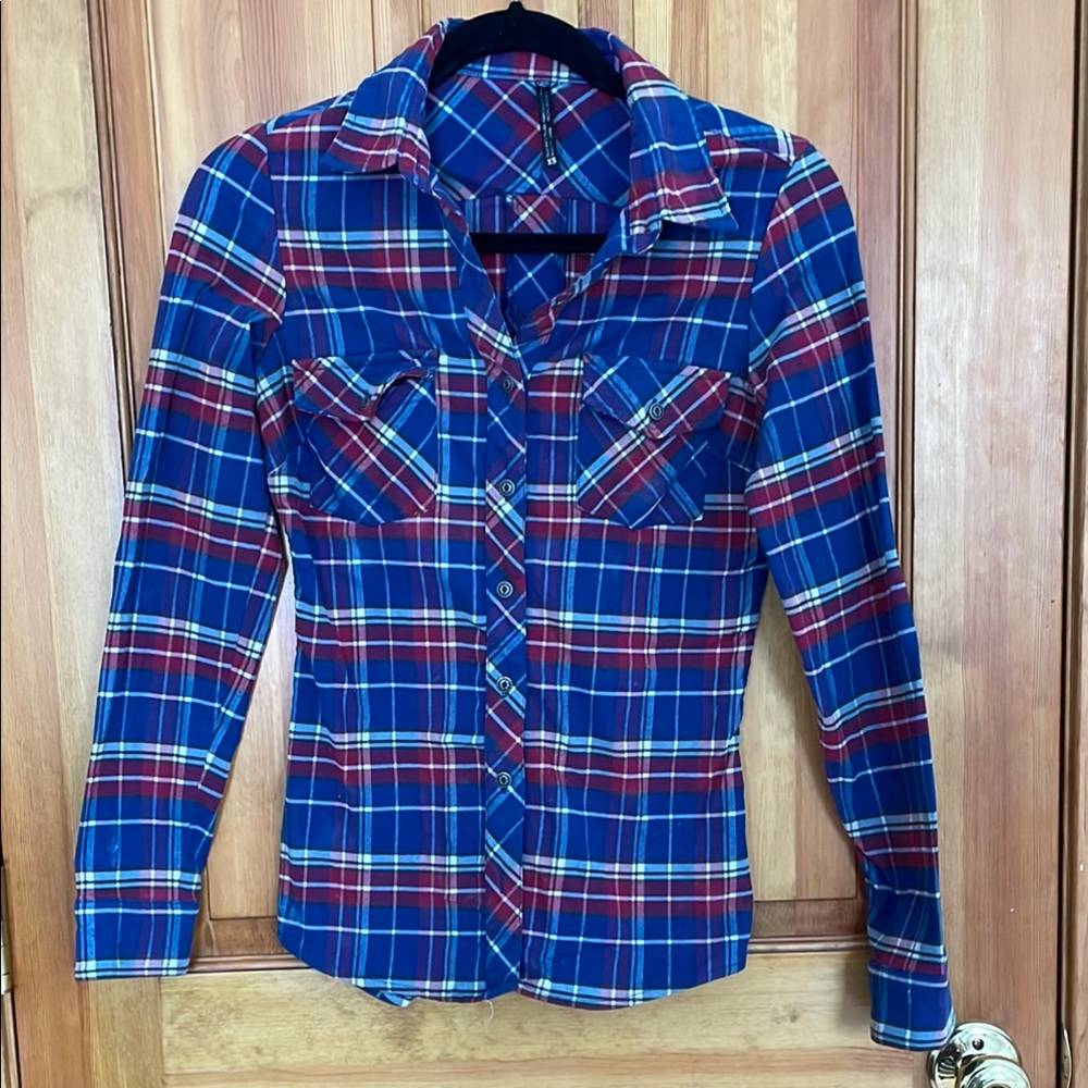 Kuhl Women's Blue and Red Plaid Button Down Shirt